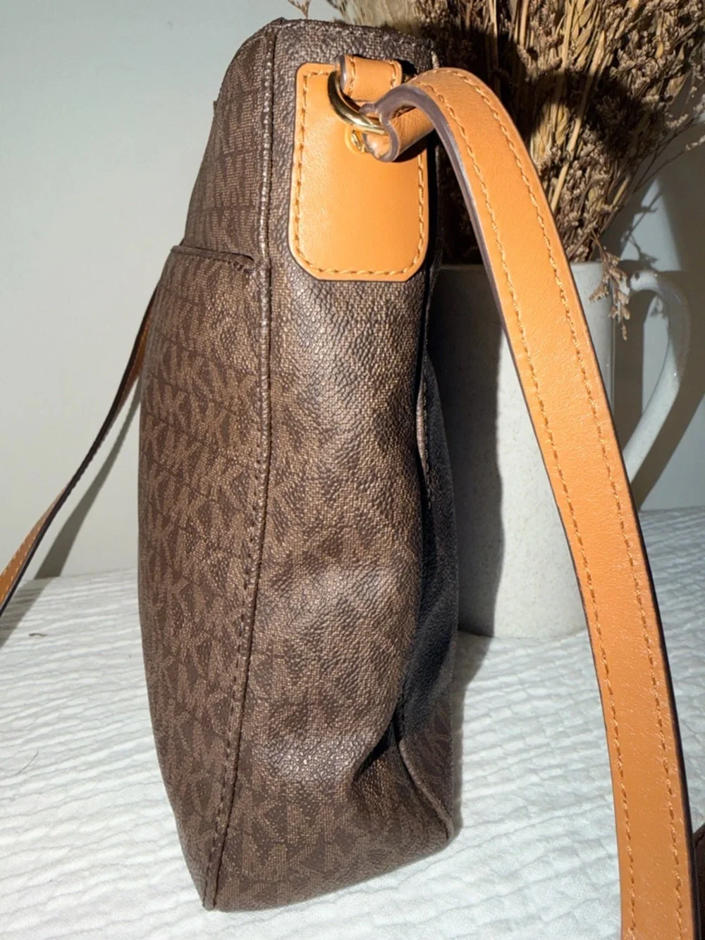 Michael Kors Signature Logo Crossbody Bag | Brown MK Monogram Gold Hardware 🤎